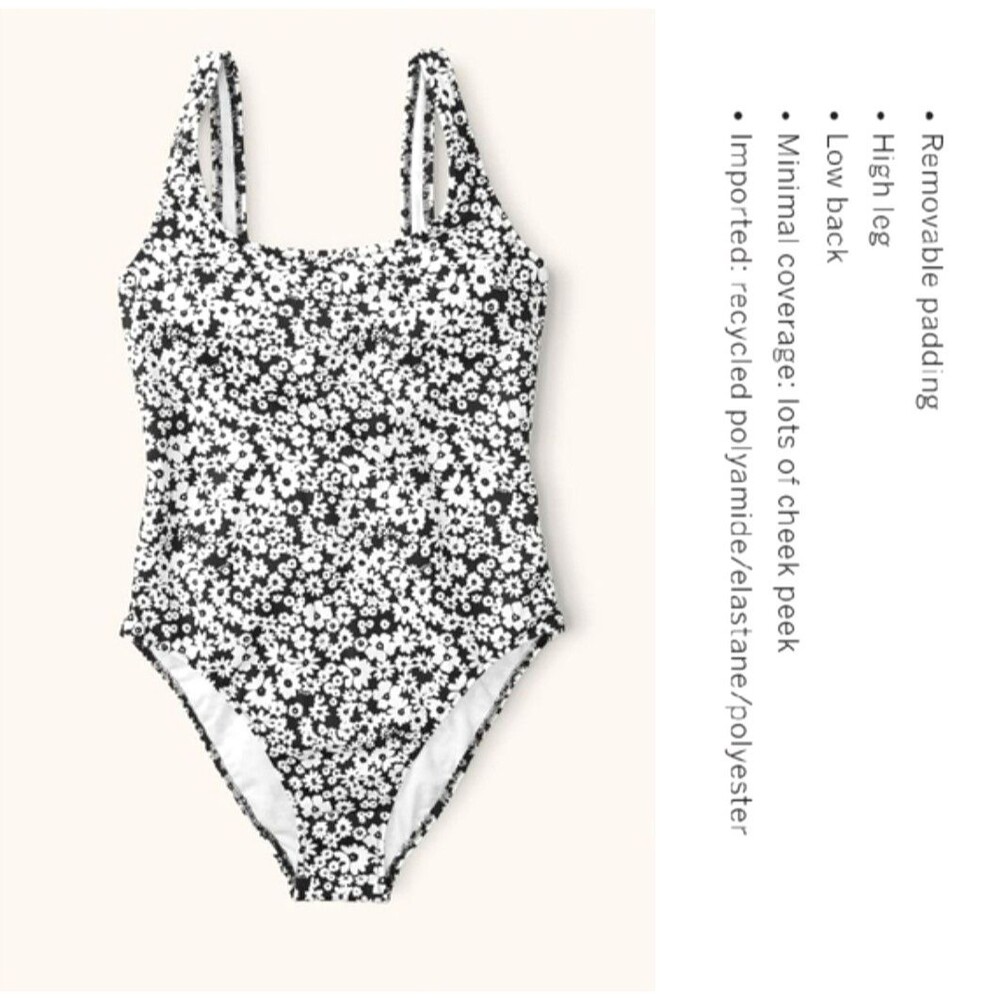 NWT PINK Victoria's Secret Women's One Piece Swimsuit Medium Floral Black White